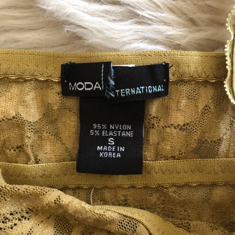 NWOT Moda International Lace Bralette in Gold/Olive Size S - Picture 6 of 7